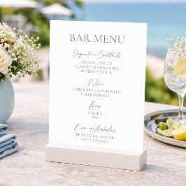 Invitación Menú del Bar de Boda Dusty Blue