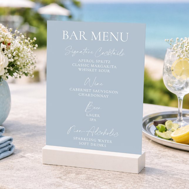 Invitación Menú del Bar de Boda Dusty Blue (Subido por el creador)