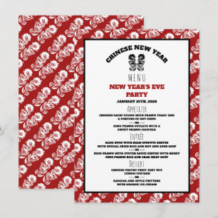 Invitación Menú del Dragón Oriental del Año Nuevo Chino
