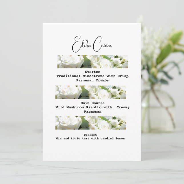 Invitación Menú delicioso tradicional Boda descargable (Anverso de pie)
