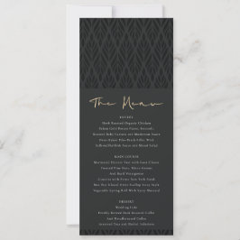 INVITACIÓN MENÚ ELEGANTE BODA DE ORO NEGRO ART DECO MODERNO