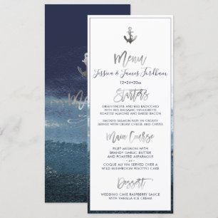 Invitación Menú Elegante+Moda de color plateado