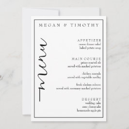 Invitación Menú elegante para Boda