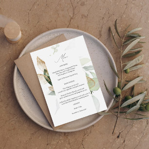 Invitación Menú Eucalyptus Glow Gold Green