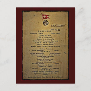 Invitación Menú final RMS Titanic
