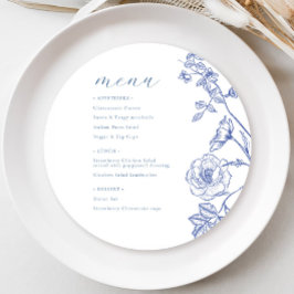Invitación Menú Floral azul