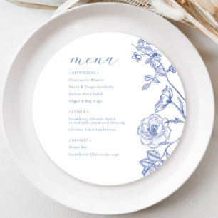 Invitación Menú Floral azul