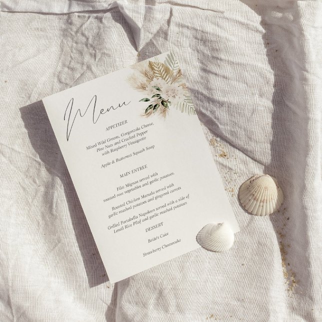 Invitación Menú Floral Boho Palm Leaf (Subido por el creador)