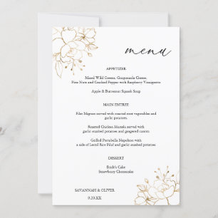 Invitación Menú floral dorado