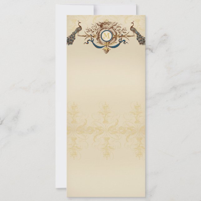 Invitación Menü-Karten elegantes pavo real Hochzeits (Anverso)