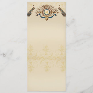 Invitación Menü-Karten elegantes pavo real Hochzeits