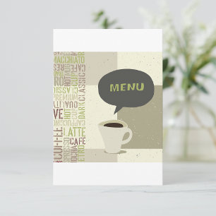 Invitación Menú minimalista de café bar