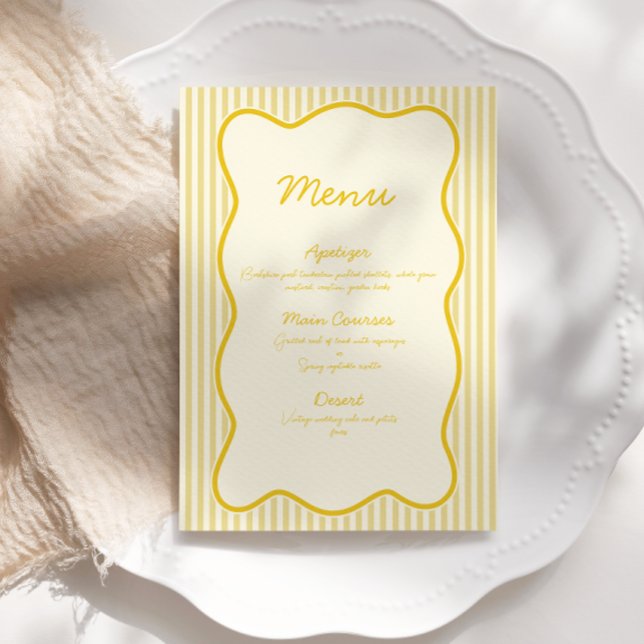 Invitación Menú moderno de Boda amarillo con mantequilla (Subido por el creador)