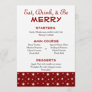 Invitación Menú Navidades de los Estrellas Rojas y Blancas