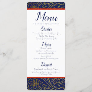 Invitación Menú Navy and Gold