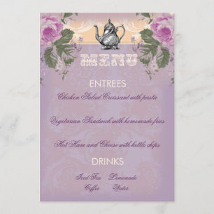 Invitación Menú nupcial de la fiesta del té de la ducha del