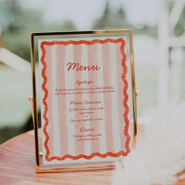 Invitación Menú original de Boda rosa y rojo moderno (Subido por el creador)