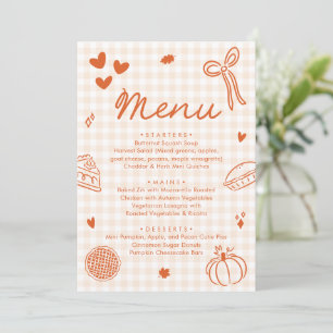Invitación Menú Otoño Naranja Dibujado a Mano A Little Cutie 