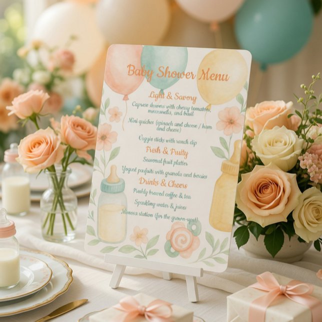 Invitación Menú para Baby Shower con Aquarelas Suaves (Subido por el creador)