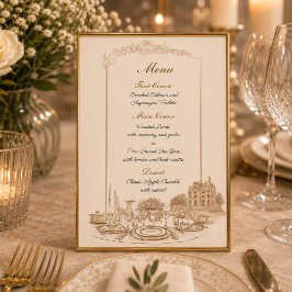 Invitación Menú personalizado de celebración en la mansión