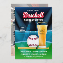 Invitación Menú promocional de evento de béisbol para añadir 