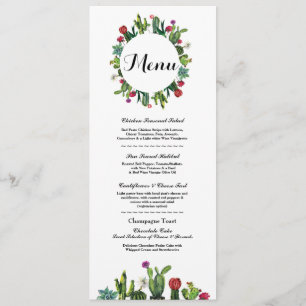 Invitación Menú Recepción de Boda Cactus Fiesta Menús Mexican
