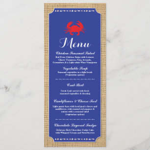 Invitación Menú Recepción de Boda Cangrejo Hervido Playa