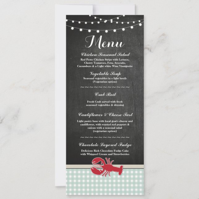 Invitación Menú Recepción de Boda Langostinos Langosta Playa (Anverso)