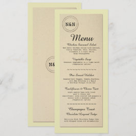Invitación Menú Recepción de Boda Rústica Biblioteca Menús li