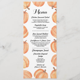 Invitación Menú Recepción de Boda Rústica Calabaza Otoño Tarj