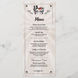 Invitación Menú Recepción de Boda Rústico Calaveras Rosas Men