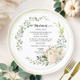 Invitación Menú redondo para ducha de novia de calabaza verde