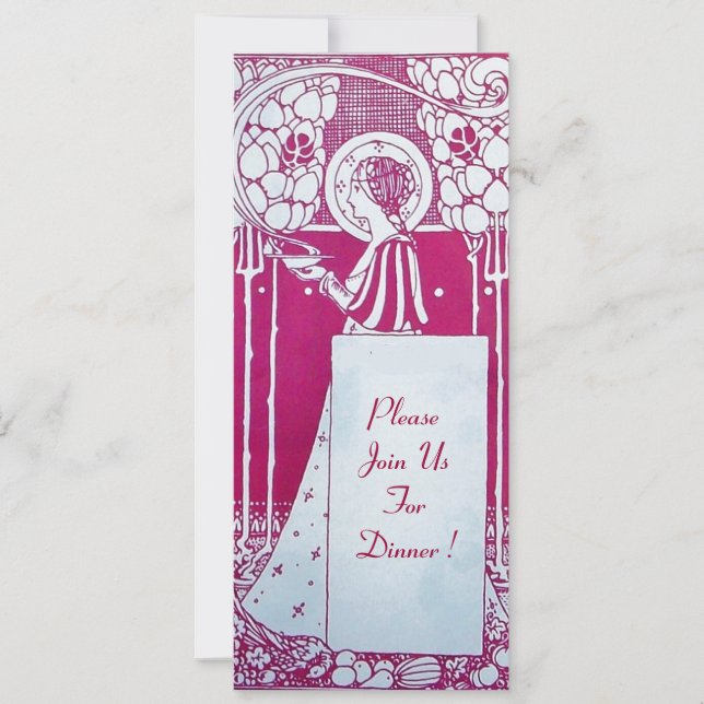 Invitación MENÚ RESTAURANTE MONOGRAM Cena blanca rosada, Brun (Anverso)