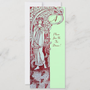 Invitación MENÚ RESTAURANTE MONOGRAM Cena verde marrón, Brunc