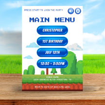 Menú Retro de Videojuegos Primer Fiesta de Cumplea