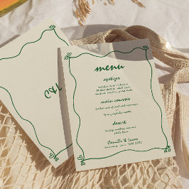 Invitación Menú Retro manuscrito Whimsical Green Boda