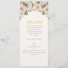 Invitación Menú Rosa Suculento Romántico Floral Boda