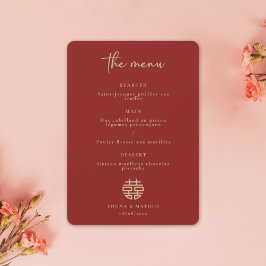 Invitación Menú simple Minimalista moderno de Bodas rojos chi