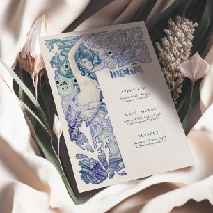 Invitación Menú Sirenita Vintage Art Nouveau