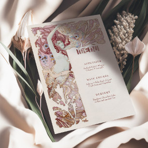 Invitación Menú Sirenita Vintage Art Nouveau