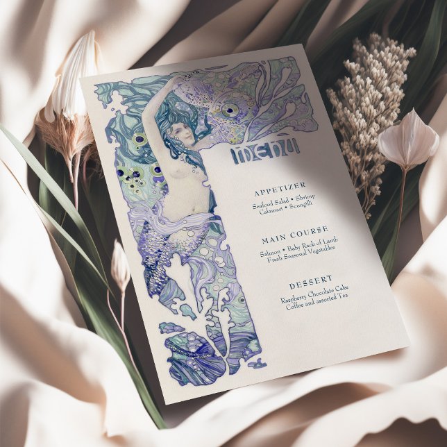 Invitación Menú Sirenita Vintage Art Nouveau (Subido por el creador)