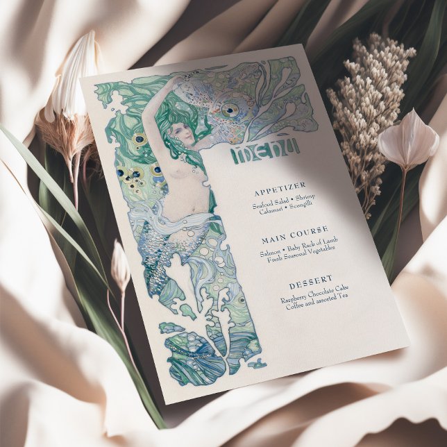Invitación Menú Sirenita Vintage Art Nouveau (Subido por el creador)