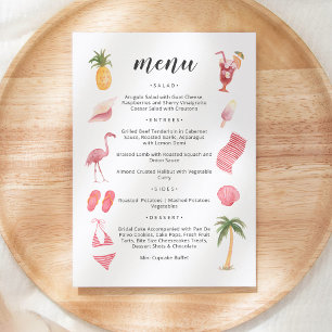 Invitación Menú temático de la playa acuarela