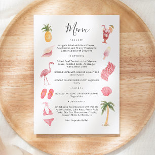 Invitación Menú temático de la playa acuarela