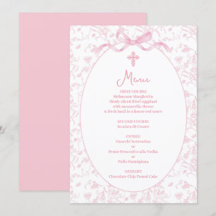 Invitación Menú toile rosa