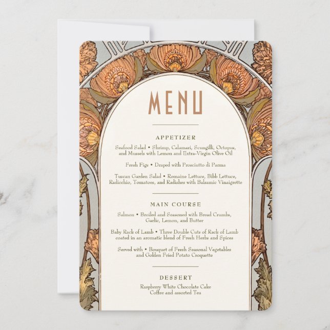 Invitación Menu Wedding Vintage Art Nouveau by Mucha (Anverso)