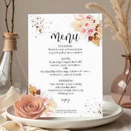 Invitación Menús Boda de acuarela | Boho Floral Purpurina