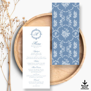 Invitación Menús de Boda Elegantes con Toile de Jouy Monogram
