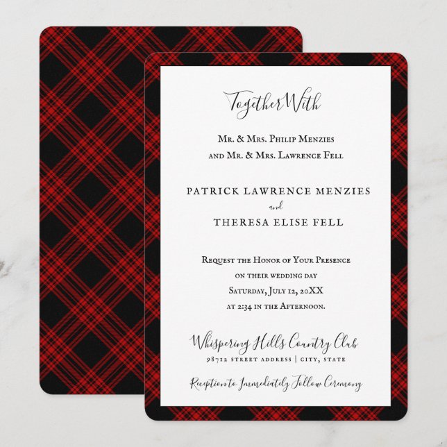 Invitación Menzies Caza Clan Tartan Scottish Plaid (Anverso / Reverso)