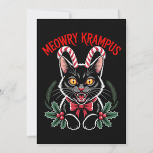 Invitación Meowry Krampus Navidad Gato Negro Caña de Caramelo